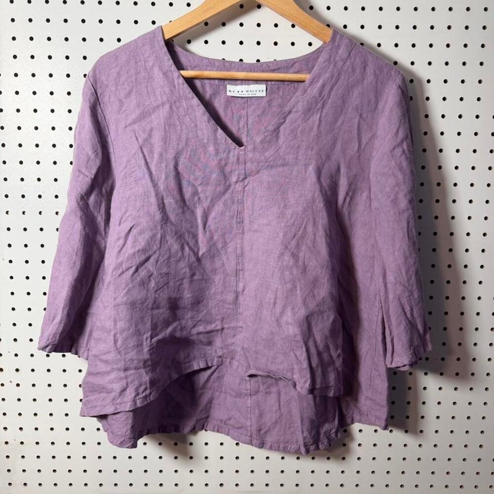 Bryn Walker Purple 100% Linen Blouse  Made in USA. women’s size XXS